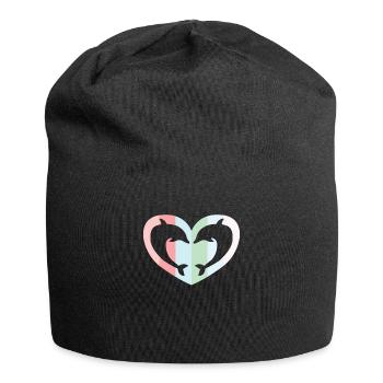 Herz Geschenk Delfin Liebe Tierliebe Ozean Urlaub - Jersey-Beanie - Schwarz - Vorne