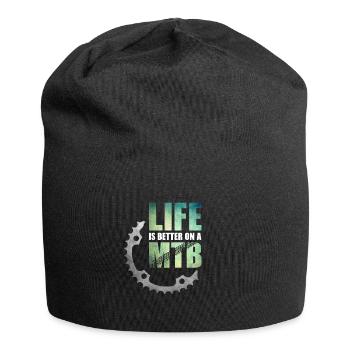 MTB Mountainbike Downhill Enduro Berge Geschenk - Jersey-Beanie - Schwarz - Vorne