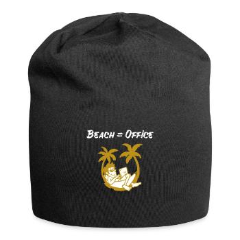 Digital nomad traveler beach laptop palm trees - Jersey Beanie - black - Front