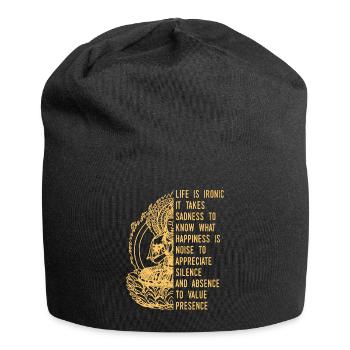Life Is Ironic Buddha Quote - Jersey-Beanie - Schwarz - Vorne