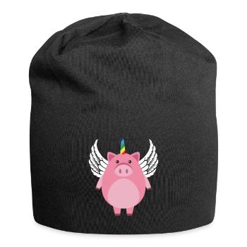 Unipig rose mignon drôle Licorne cochon Tee Shirt cadeau - Bonnet en jersey - noir - Devant