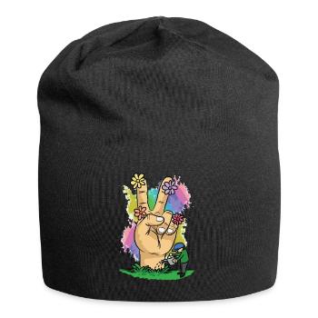Peace Flower Power - Jersey Beanie - black - Front