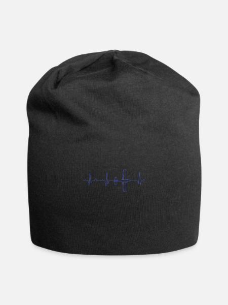 Aircraft ECG heartbeat - Jersey Beanie - black
