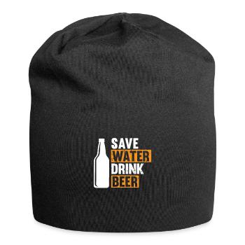 Save water drink beer - Spar Wasser trink Bier - Jersey-Beanie - Schwarz - Vorne