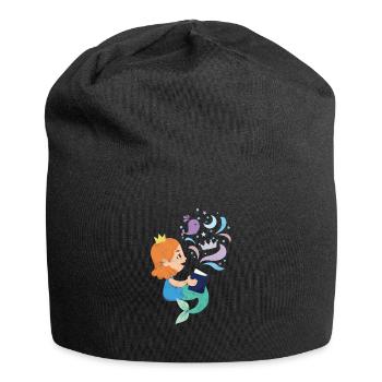 Fantasy gift mermaid girl daughter whale - Jersey Beanie - black - Front