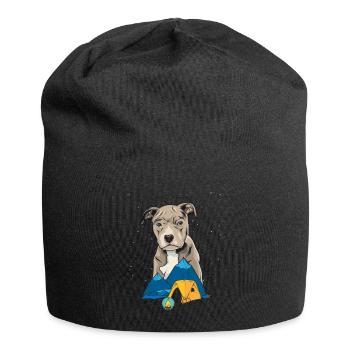 Pit Bull Terrier Pitbull Camping Zelten Geschenk - Jersey-Beanie - Schwarz - Vorne
