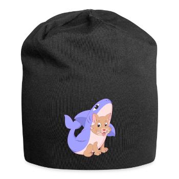 Süße Katze im Hai Kostüm Shirt Geschenk Katzen - Jersey-Beanie - Schwarz - Vorne