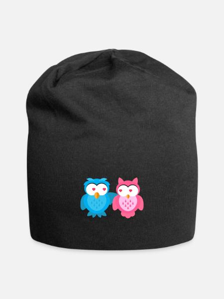Kindermotiv verliebt Eulen Kindershirt Eule - Jersey-Beanie - Schwarz