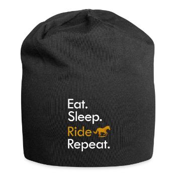 Cool Eat Sleep Ride Horse Riding Gift - Jersey Beanie - black - Front