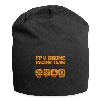 FPV Drone Build Fly Crash Repeat Geschenk Copter - Jersey-Beanie - Schwarz - Vorne