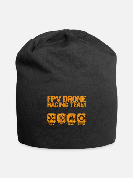 FPV Drone Build Fly Crash Repeat Geschenk Copter - Jersey-Beanie - Schwarz