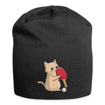 Le chat joue au ping-à-table - Bonnet en jersey - noir - Devant