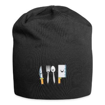 Kindermotiv tanzendes Besteck Kindershirt Besteck - Jersey-Beanie - Schwarz - Vorne