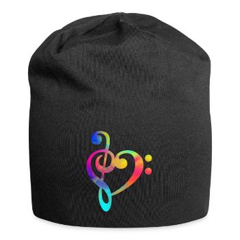 Notenschlüssel Bassschlüssel Shirt Musik Musiker - Jersey-Beanie - Schwarz - Vorne