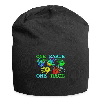 Anti Racism T-Shirt - One Earth One - Jersey Beanie - black - Front