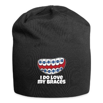 Braces Funny metal mouth sexy tooth dentist brace - Jersey Beanie - black - Front