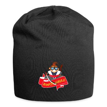 Affe Samurai Schwert Tier Zoo Kämpfen Geschenkidee - Jersey-Beanie - Schwarz - Vorne