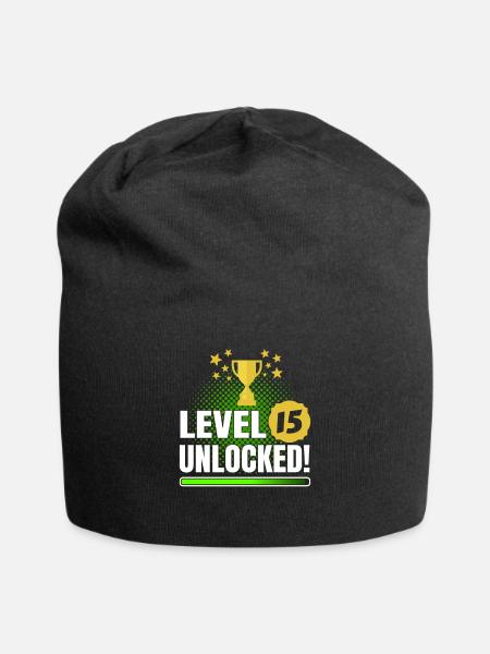 15e anniversaire Gamer Level 15 Tshirt - Bonnet en jersey - noir