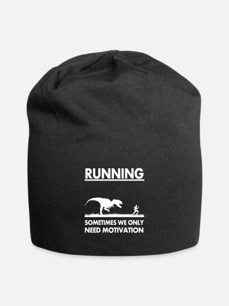 Running motivation dinosaur gift gift idea - Jersey Beanie - black