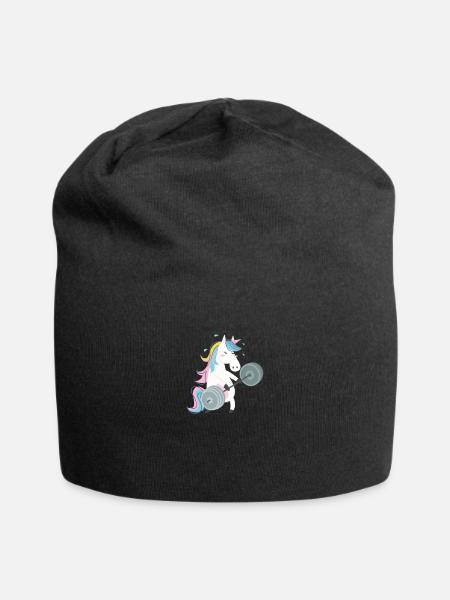 Funny Unicorn Gym - Jersey Beanie - black