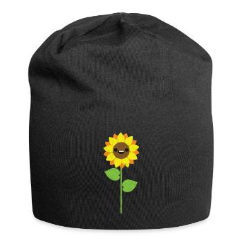 Sonnenblume Geschenk Blume Comic Kind Mädchen - Jersey-Beanie - Schwarz - Vorne
