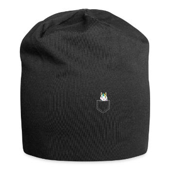 Einhorn Pocket Mittelfinger Einhörner Geschenk - Jersey-Beanie - Schwarz - Vorne
