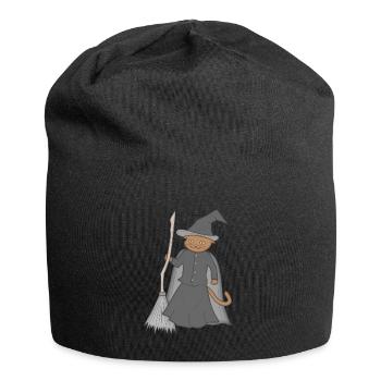Katze als Hexe Karneval Halloween - Jersey-Beanie - Schwarz - Vorne