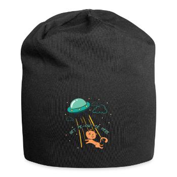 Ufo alien cat abduction - Jersey Beanie - black - Front