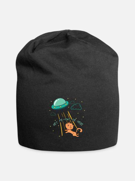 Ufo Alien cat Abduction - Jersey-Beanie - Schwarz