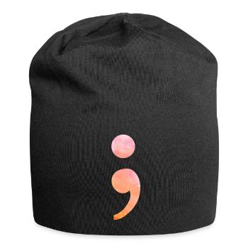 Semicolon gift watercolor fighter semicolon - Jersey Beanie - black - Front