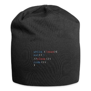 While Not Dead Eat Sleep Code Programmierer Hacker - Jersey-Beanie - Schwarz - Vorne