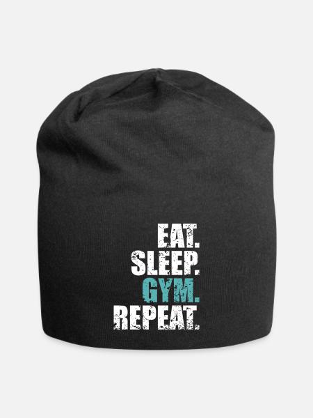 Eat sleep gym repeat - Jersey Beanie - black