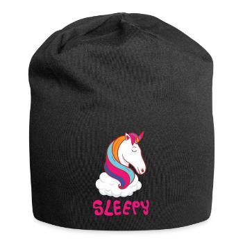 Einhorn Schlafen Unicorn Sleep Geschenk - Jersey-Beanie - Schwarz - Vorne