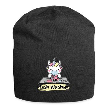 Unicorn Einhorn dish washing Designs by AR - Jersey-Beanie - Anthrazit - Vorne
