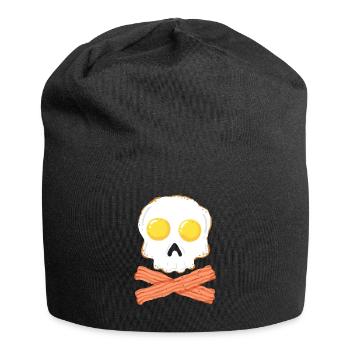 Crâne de bacon et d'œufs avec chemise en os - Bonnet en jersey - noir - Devant