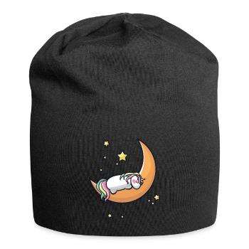 Licorne dort sur le croissant - Bonnet en jersey - noir - Devant
