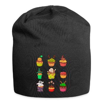 Halloween Cupcake Muffin Kuchen Backen Süßigkeiten - Jersey-Beanie - Schwarz - Vorne