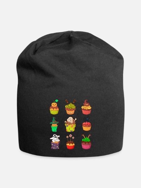 Halloween cupcake muffin cake baking sweets - Jersey Beanie - black