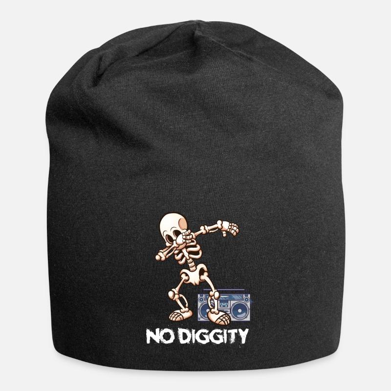 HIP HOP 90s Skeleton doing DABBING Halloween - Jersey Beanie - black