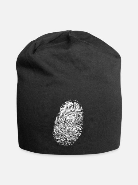 realistischer Fingerabdruck in weiß - Jersey-Beanie - Schwarz