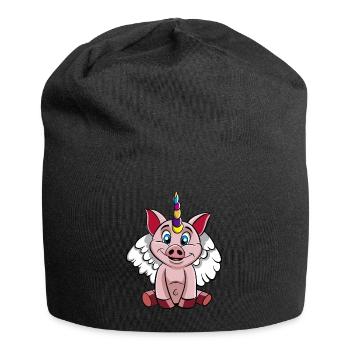 Schweinchen Einhorn Schweinhorn Engel Schwein süss - Jersey-Beanie - Schwarz - Vorne