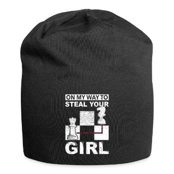 Schach, Humor, Dame, Pferd, Geschenk, Witzig, Dieb - Jersey-Beanie - Schwarz - Vorne