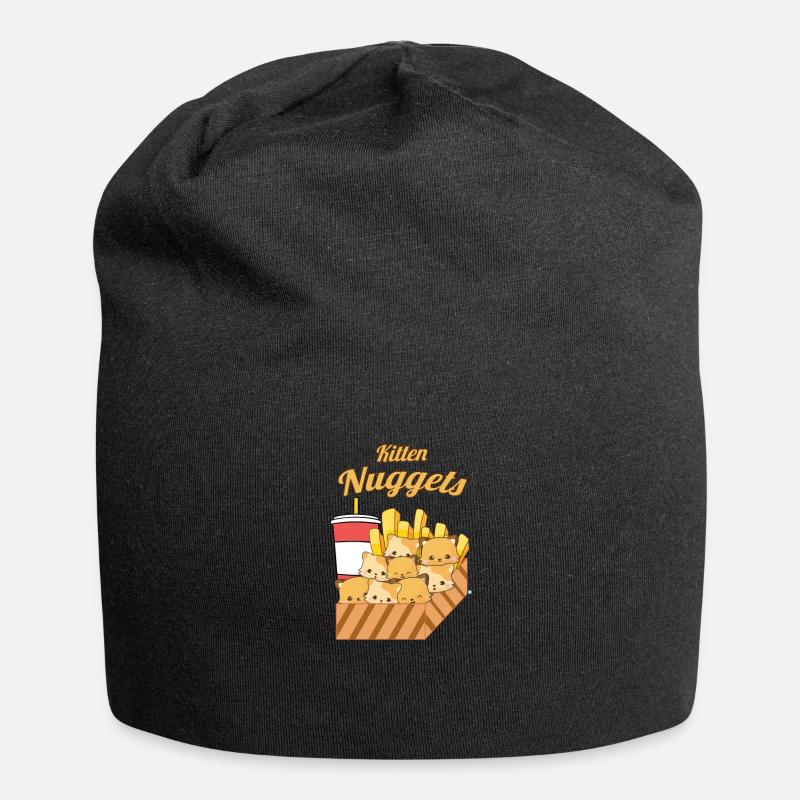 Kitten Nuggets Kätzchen Chicken Nuggets Geschenk - Jersey-Beanie - Schwarz
