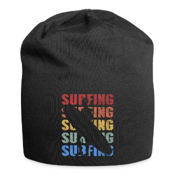 Retro Vintage Style Surfing Surfers Surfboard - Jersey Beanie - black - Front