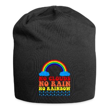 No clouds no rain no rainbow saying - Jersey Beanie - black - Front