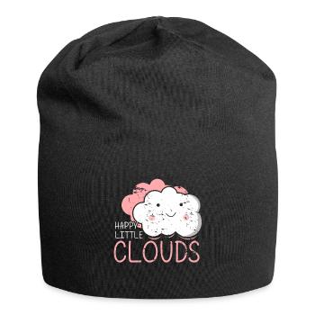 Happy Little Clouds Gift Cute kids girl - Jersey Beanie - black - Front