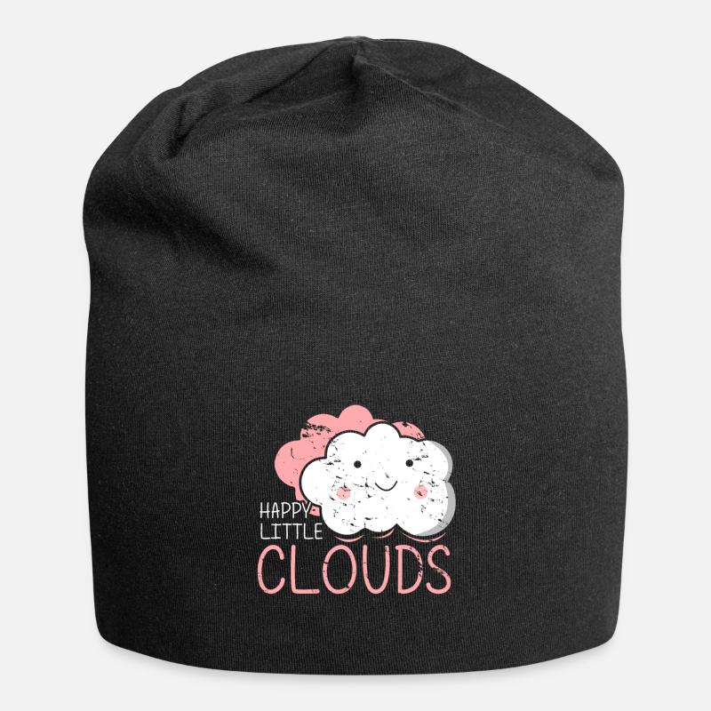 Happy Little Clouds Geschenk Süß Kinder Mädchen - Jersey-Beanie - Schwarz