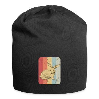 Hase Kaninchen Retro Vintage Geschenk - Jersey-Beanie - Schwarz - Vorne