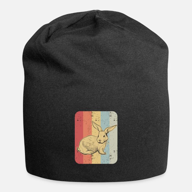 Hase Kaninchen Retro Vintage Geschenk - Jersey-Beanie - Schwarz
