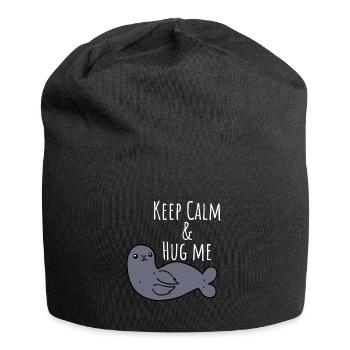 Tier Süßer Seehund - Jersey-Beanie - Schwarz - Vorne